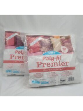 Fairfield Poly-Fil Premier 12" Ultra Plush Pillow Insert Pack Of 2 Polyester-Cot